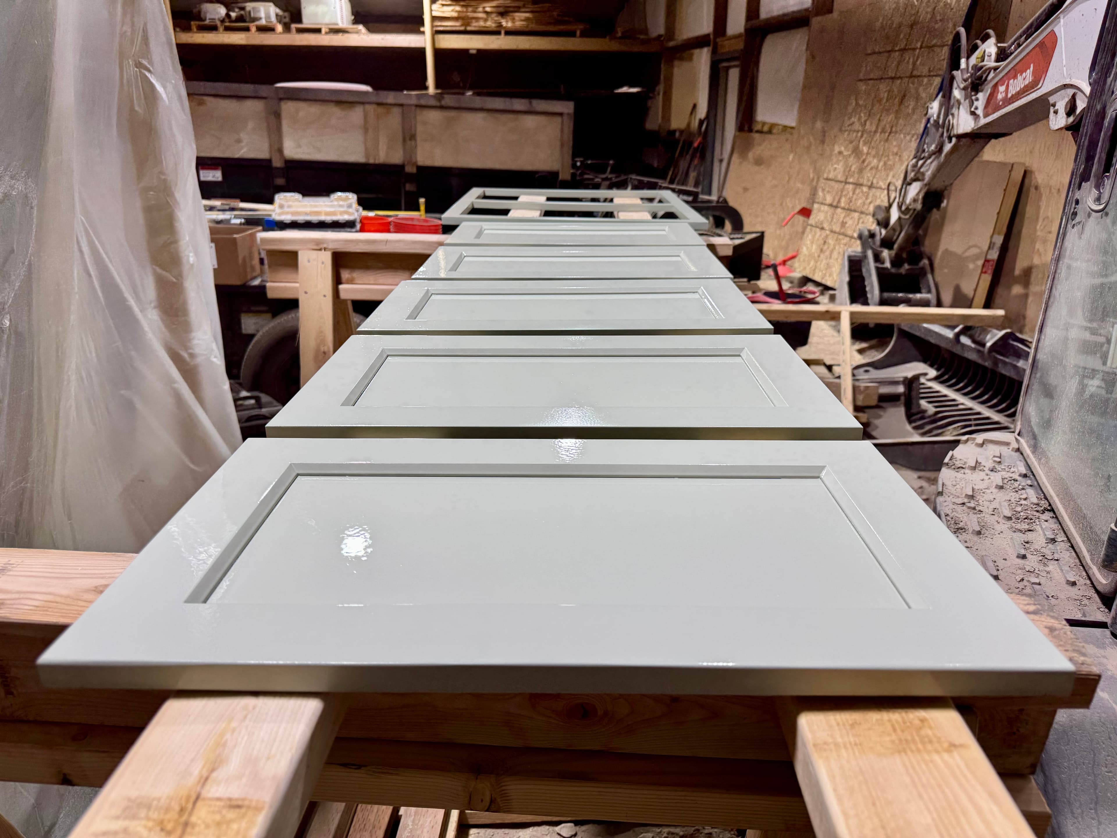 Project Fresh Paint on Brand New Cabinet Doors Before Final Install image